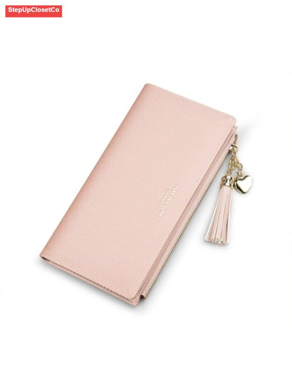 Elegant Faux Leather Long Zip Wallet with Tassel, 12 Card Slots, Slim